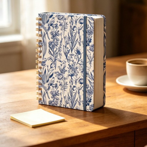 Ruled spiral-bound notebook