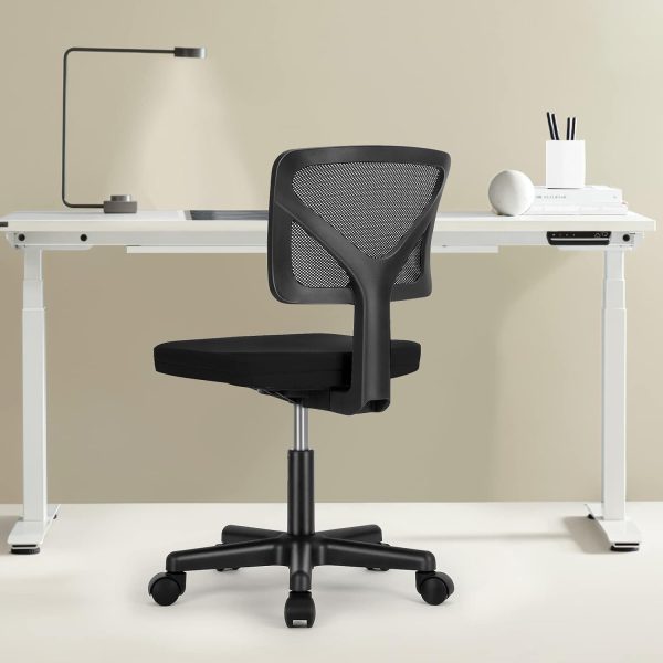 Compact Armless Mesh Office Chair With Casters