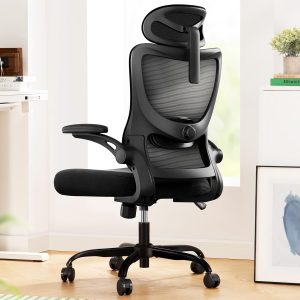High-Back Mesh Ergonomic Office Chair With Lumbar Support, Swivel Armrests, And Headrest