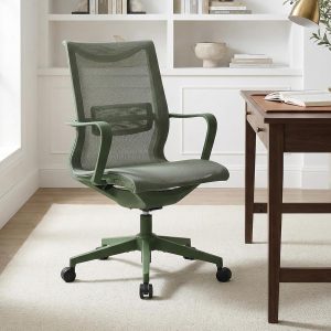 Mid-Back Mesh Office Chair With Lumbar Support, Armrests, Recline, And Swivel Function