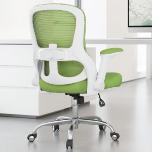 Mesh Ergonomic Office Chair With Lumbar Support, Flip-Up Armrests, And Casters