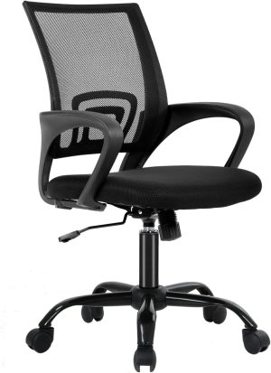 Mid-Back Mesh Ergonomic Office Chair—Swivel With Adjustable Lumbar Support