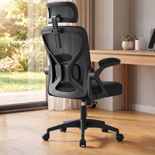 Mesh Ergonomic Office Chair With Lumbar Support, Headrest, And Tilt Function