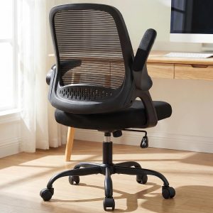 Mesh Ergonomic Office Chair With Flip-Up Armrests, Lumbar Support, And Casters