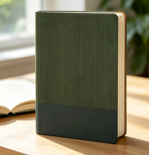 A5 leather-cover ruled writing notebook